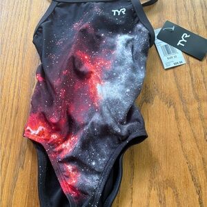 TYR Black and Red One Piece Swimwear